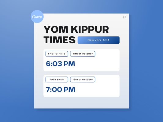 Yom Kippur Fast Times