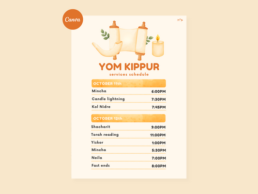 Yom Kippur Schedule